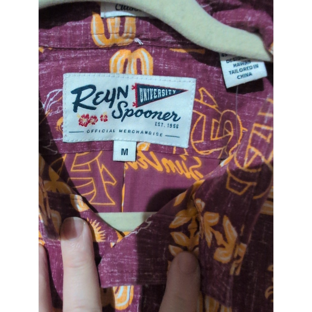 ASU Arizona Sun Devils Shirt Mens M Maroon Yellow Reyn Spooner Hawaiian NEW - Picture 3 of 5